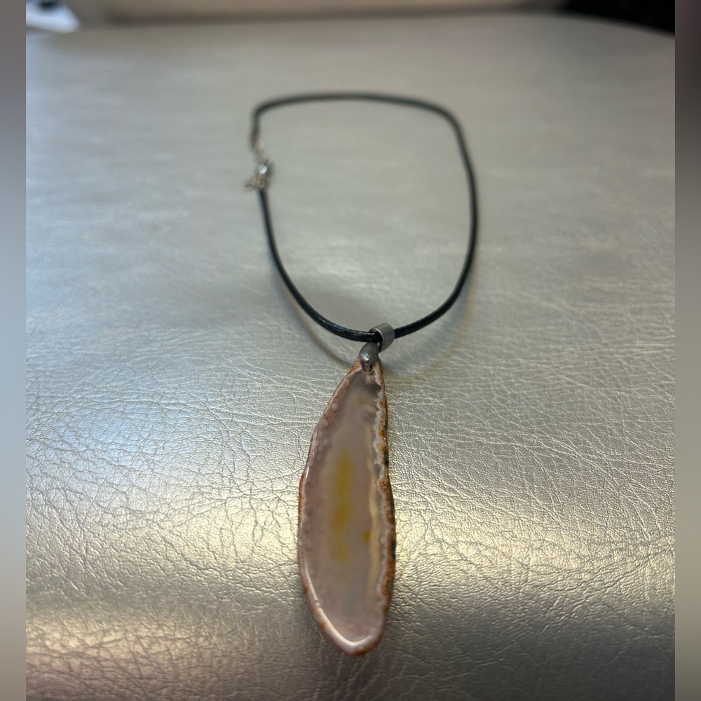 Crystal pendant with leather necklace metal clasp